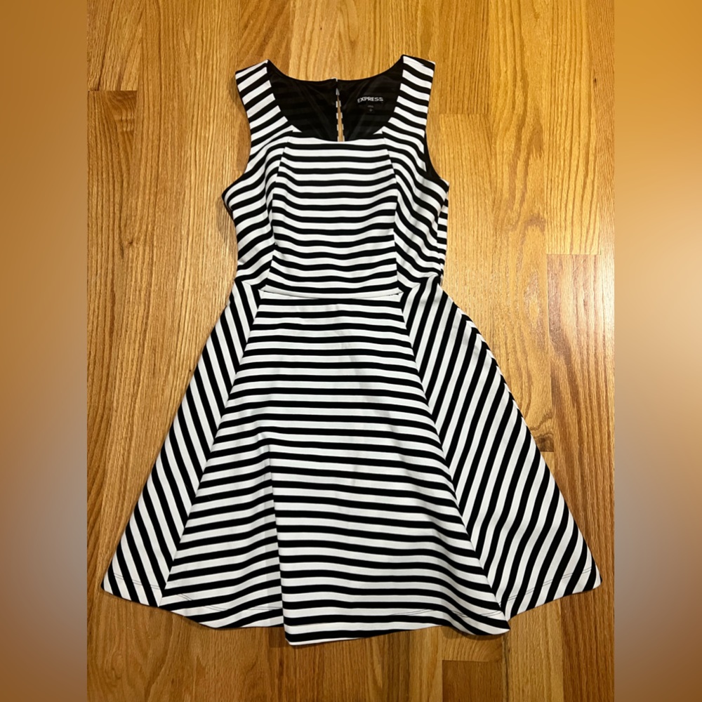 Express Black and White Striped Dress